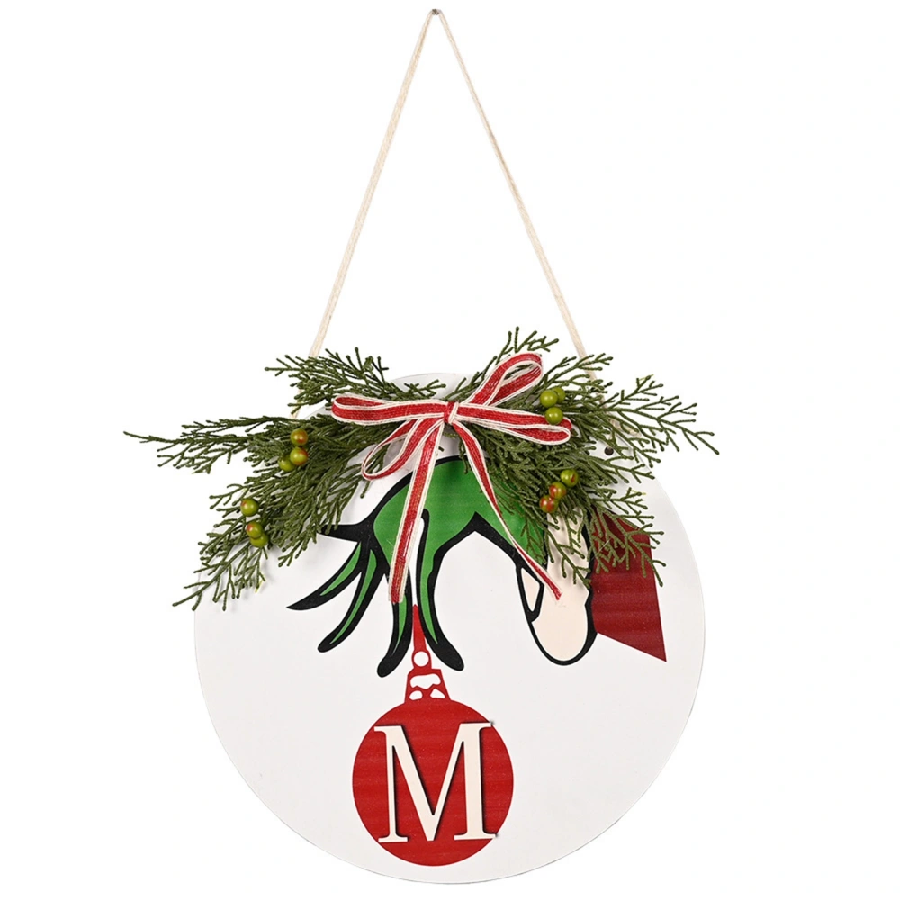 Christmas Wooden Ornaments, Cartoon Green Monster Hand Hanging Wreath