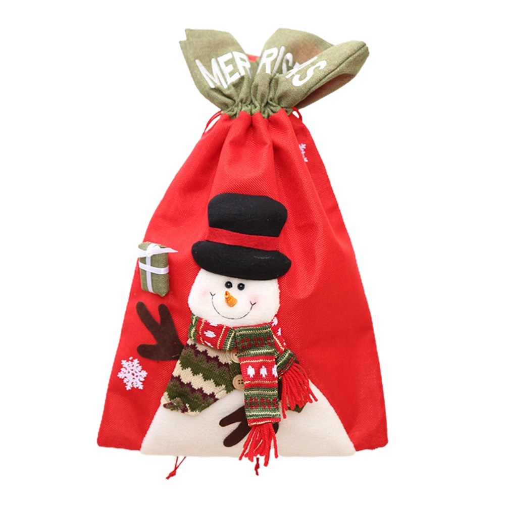 Christmas Gift Bag, Drawstring Snowman Santa Claus Elk Treat Bag