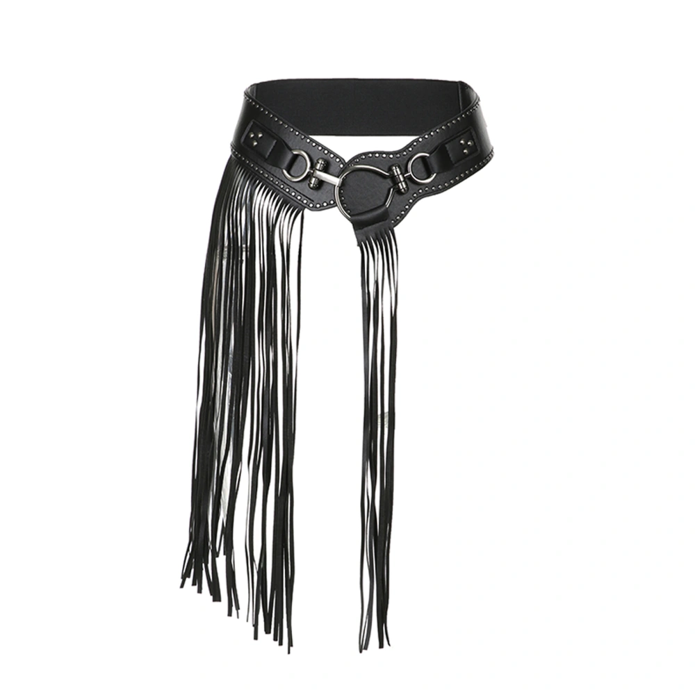 Women Punk Waist Belt Metal Buckle Tassel Skirt Belt Waistband