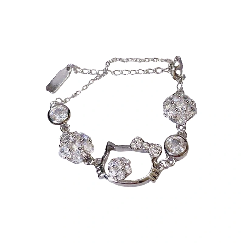 Kitty Bracelets for Women Dainty Crystal Flower Bracelets Anklets