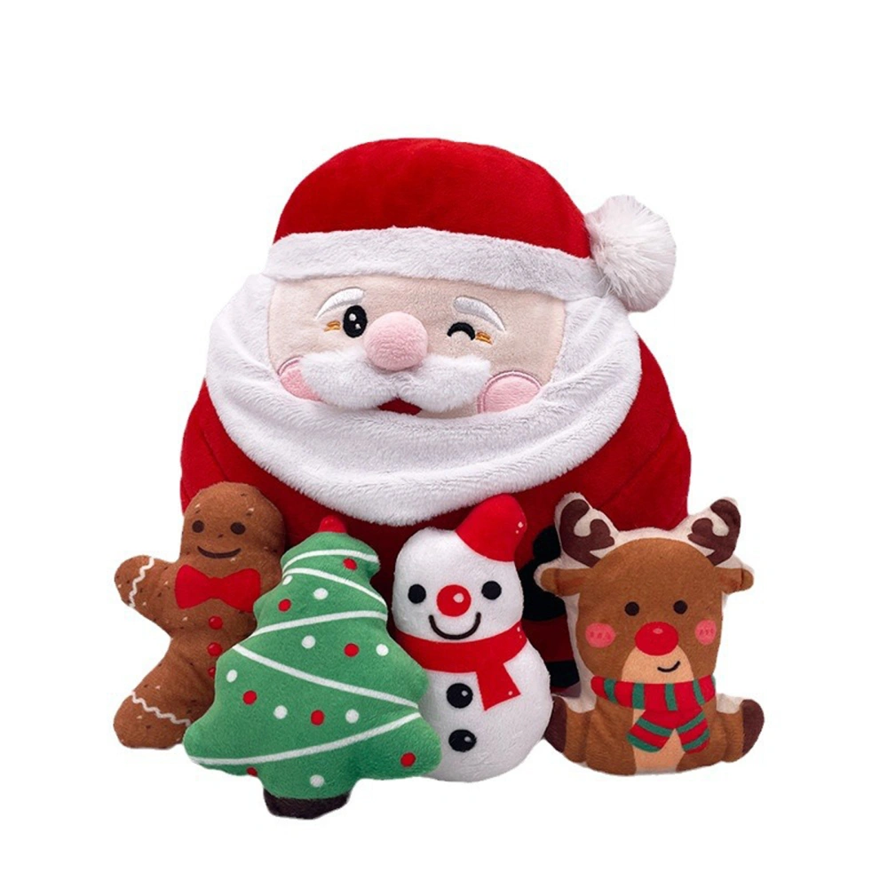 Christmas Santa Pillow Cute Santa Claus Doll with 4 Cute Plushies