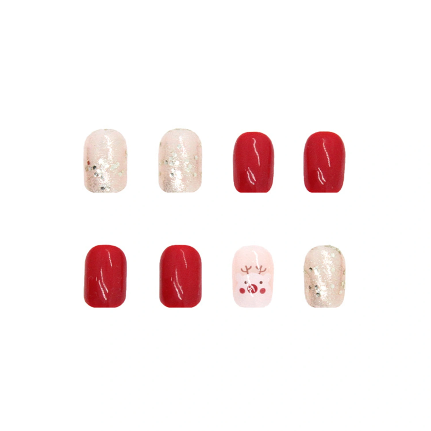 Christmas Fake Nails, DIY Snow Elk False Nail Tips Manicure Nail Art