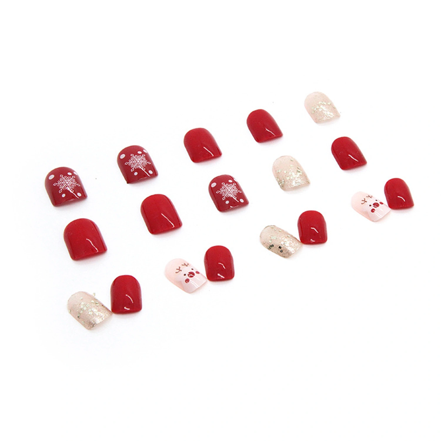 Christmas Fake Nails, DIY Snow Elk False Nail Tips Manicure Nail Art