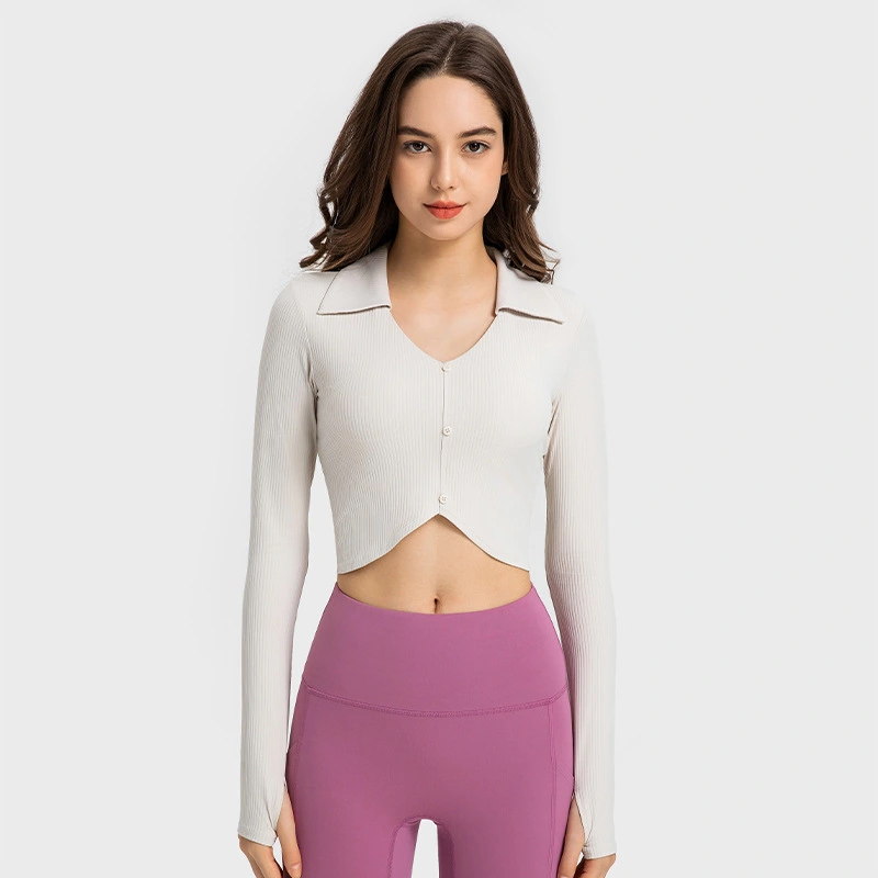 New Thread Personality Lapel Yoga Long Sleeve Women