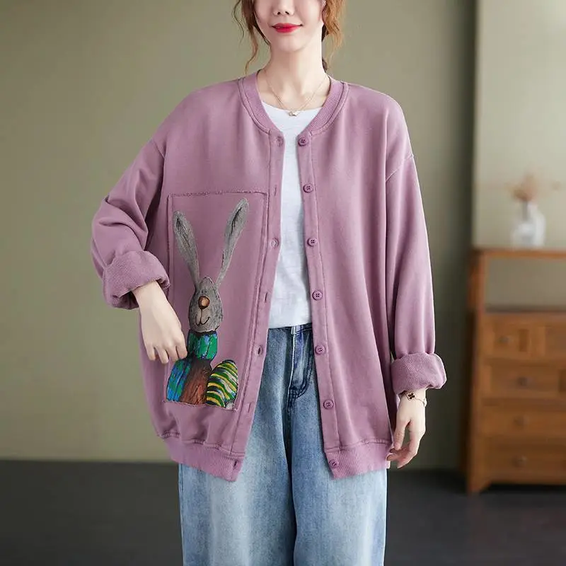 Autumn And Winter Fleece-lined Warm And Loose Plus Size Top