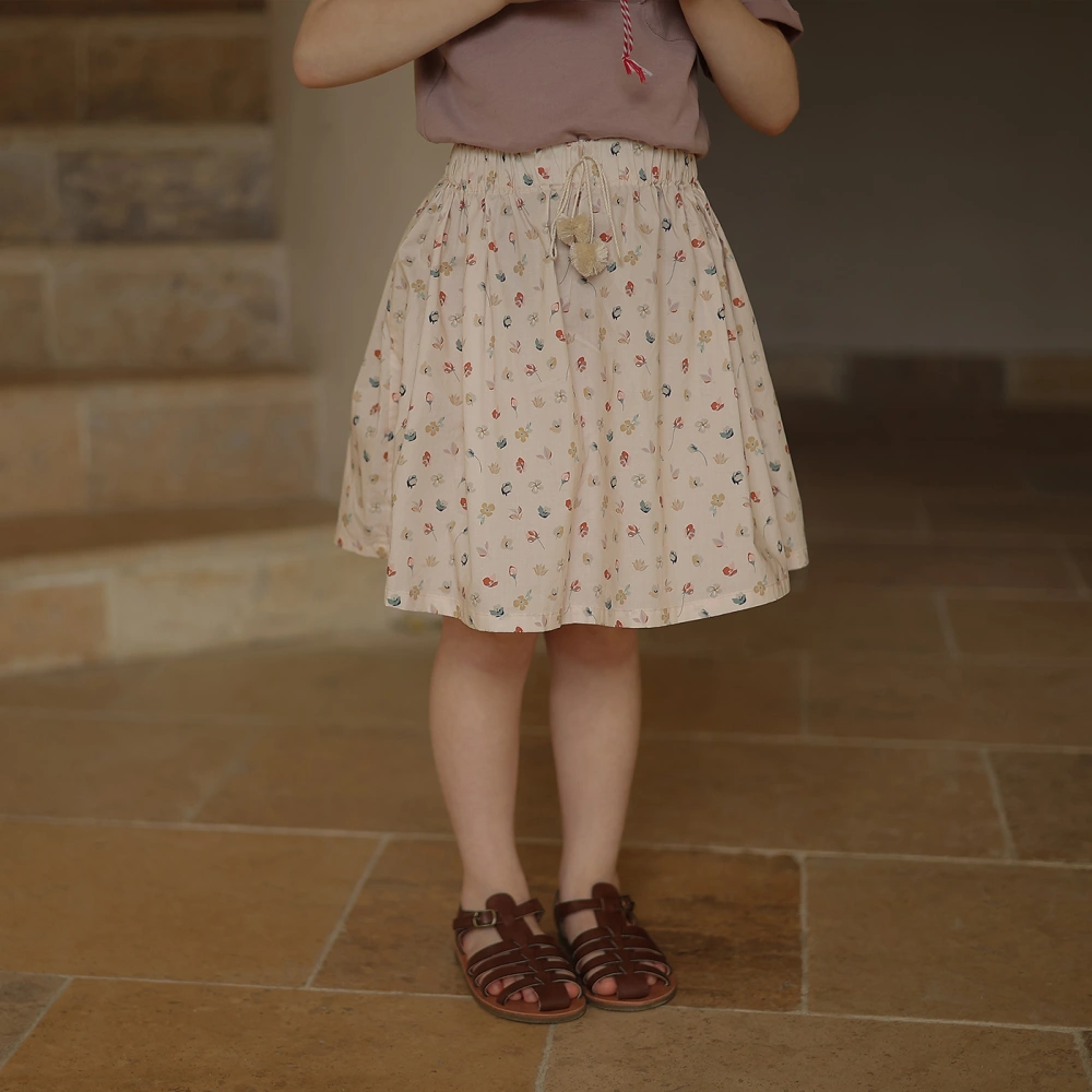 Baby Kindergarten Floral Plaid Skirt