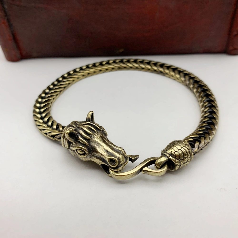 Horse Pure Brass Chain Bracelet Vintage