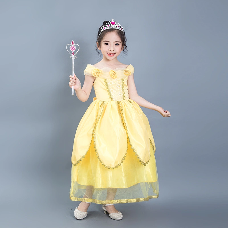 Princess Dress Girls Birthday Ball Beauty And Beast Baby Fashionable Dress 61 Performance Skirt