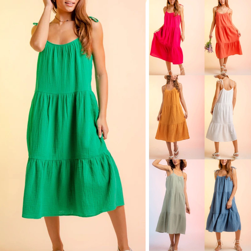 Women's Fashion Casual Candy Color Stitching Solid Color Dress
