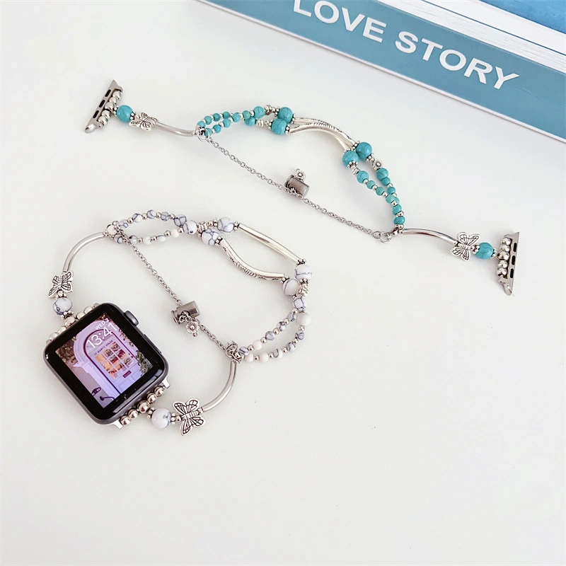 New Butterfly Beaded Ethnic Style Three-circle Bracelet Watch Strap