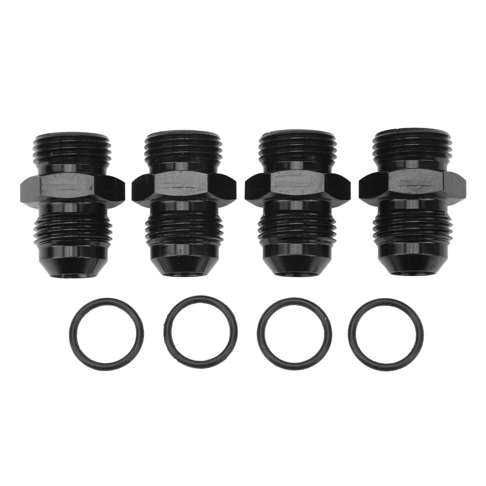 4Pcs ORB Male Fitting Aluminum Alloy 1500PSI O Ring Male Flare Adapter for Oil Cooler Fuel Pump 8AN ORB to 8AN