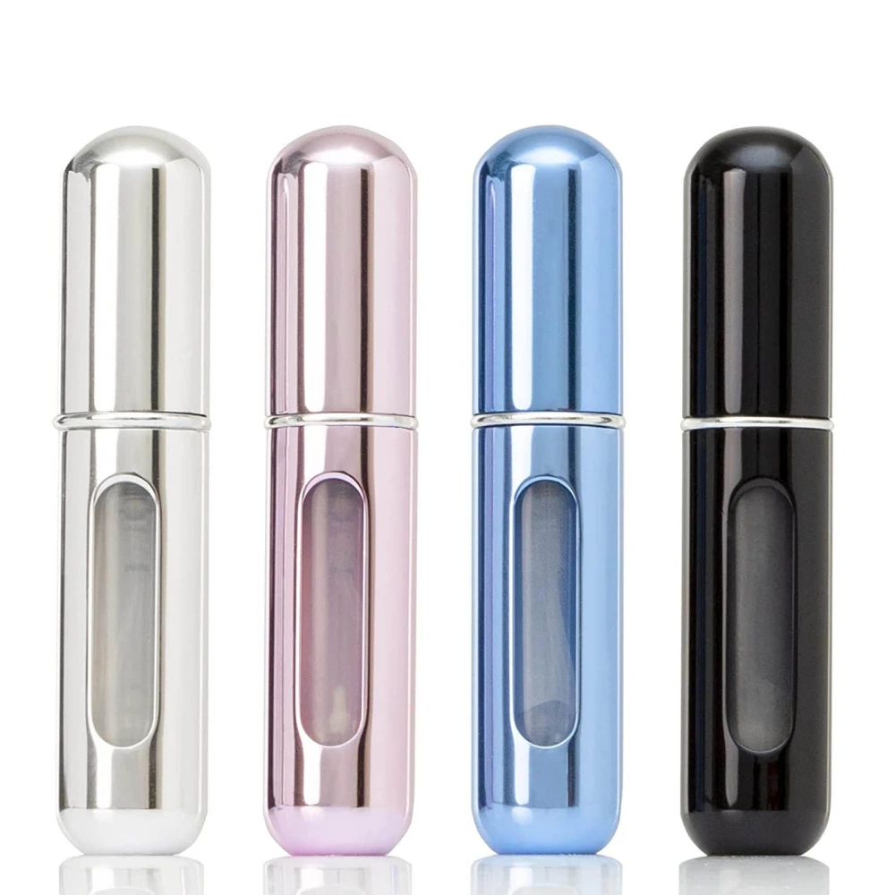 4 Pcs Perfume Spray Bottle 5ml Portable Liquid Container Cosmetic Refillable Atomizer 4 Colors Aluminum Shell for Travel