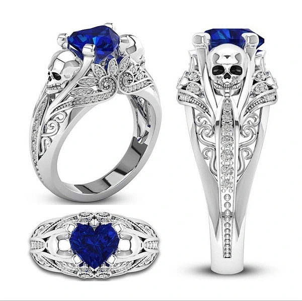 Women's Fashion Jewelry Accessories 6 Color Creative Punk Style Skull Ring Women Rings Princess Ring Romantic Wedding Band Engagement Rings JewelryClassic Valentine's Day Promise Ring, Anniversary Ring, Christmas Gift To Her (5-11)