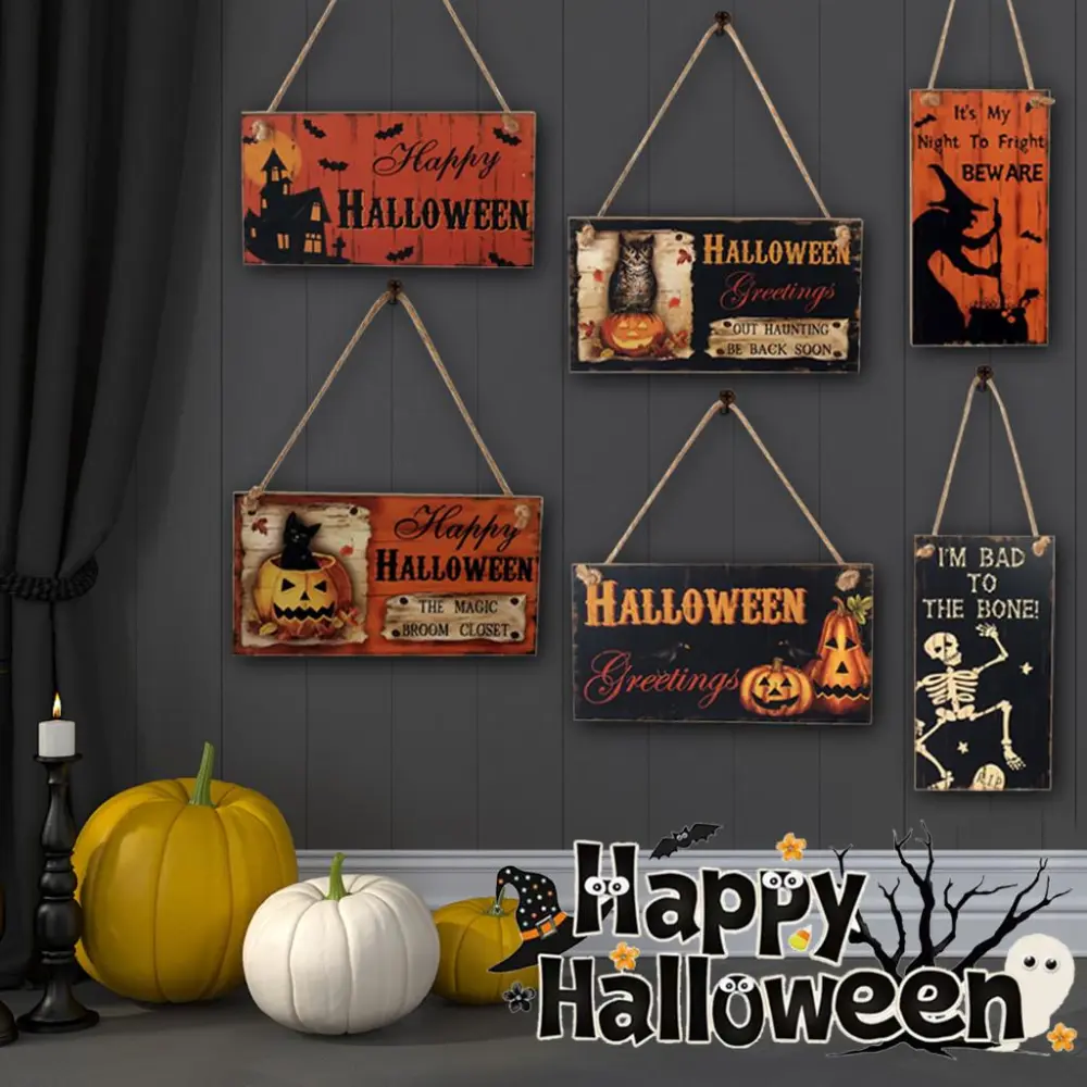 Halloween Theme Friendship Wooden Pendant Decoration Home Decoration Card