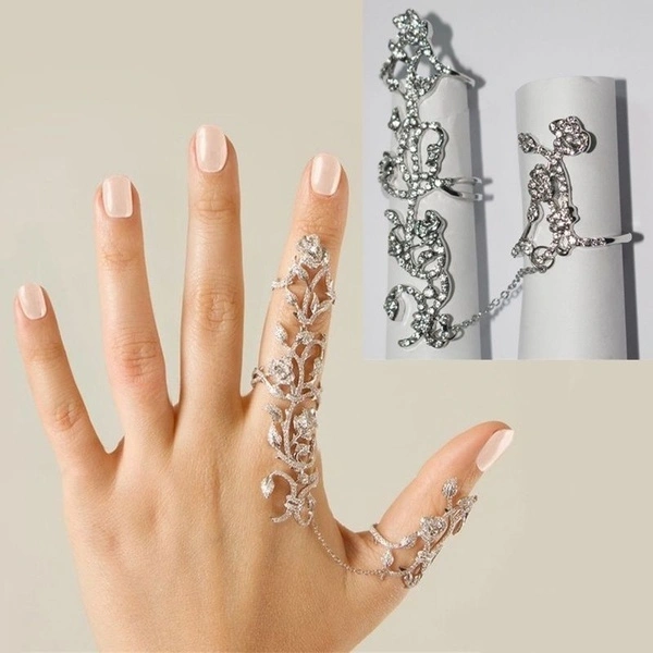 1PCS Fashion Double Full Finger Rings Knuckle Armor Ring Set Punk Rock Gothic Jewelry