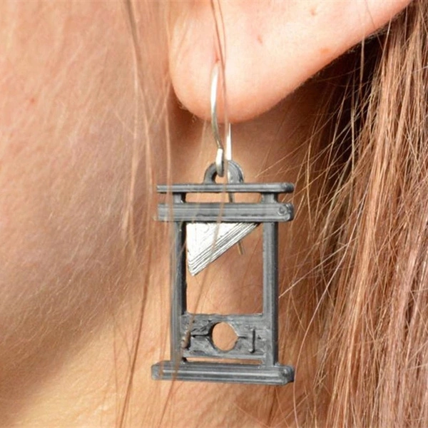 Gothic Guillotine Pendant Earrings 925 Sterling Silver Black Hooks Earrings for Women Female Party Punk Jewelry Bijoux Pendientes