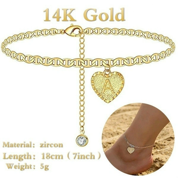 HANNAH MARTIN Ankle Bracelets for Women Initial Anklet, Mariner Chain Letter Anklet with Initials Cute Anklets Bracelets for Women Girls