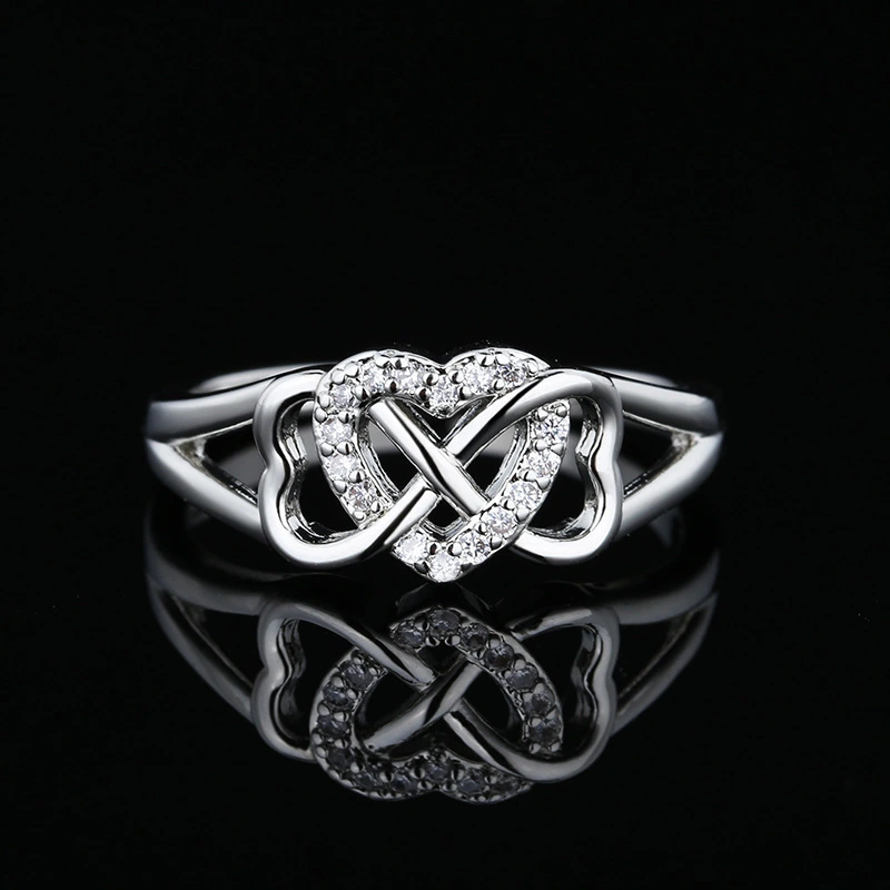 Women's Fashion Double Twisted Hollowed Heart Shape Ring