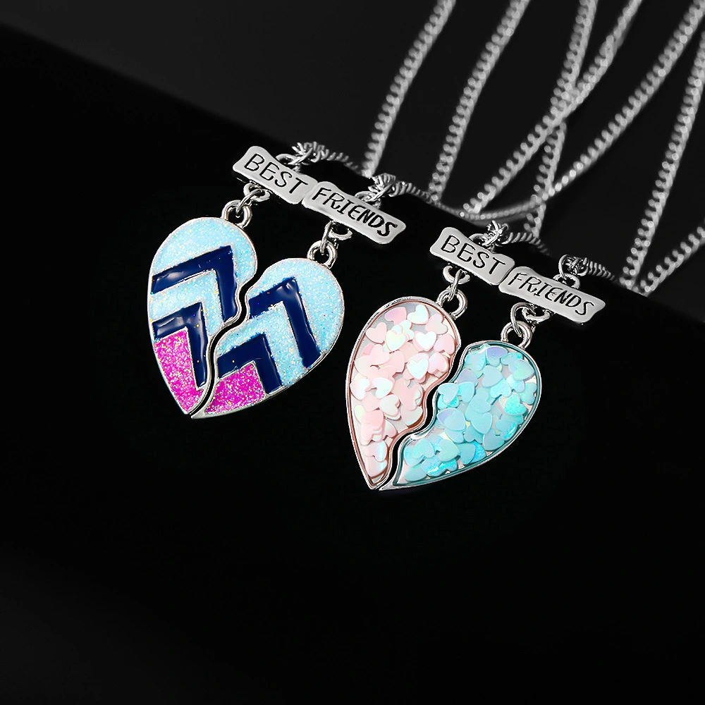 Metal Drop Oil Colored Loving Heart Stitching Alloy Pendant