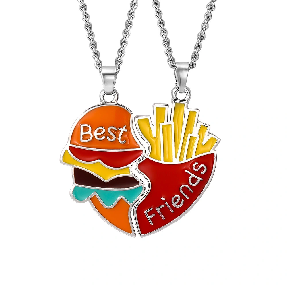 Metal Drop Oil Colored Loving Heart Stitching Alloy Pendant