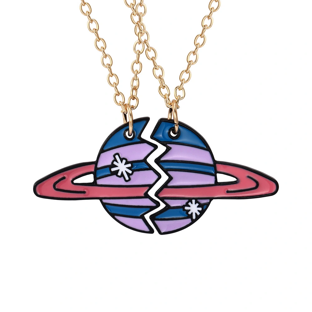 Metal Drop Oil Colored Loving Heart Stitching Alloy Pendant