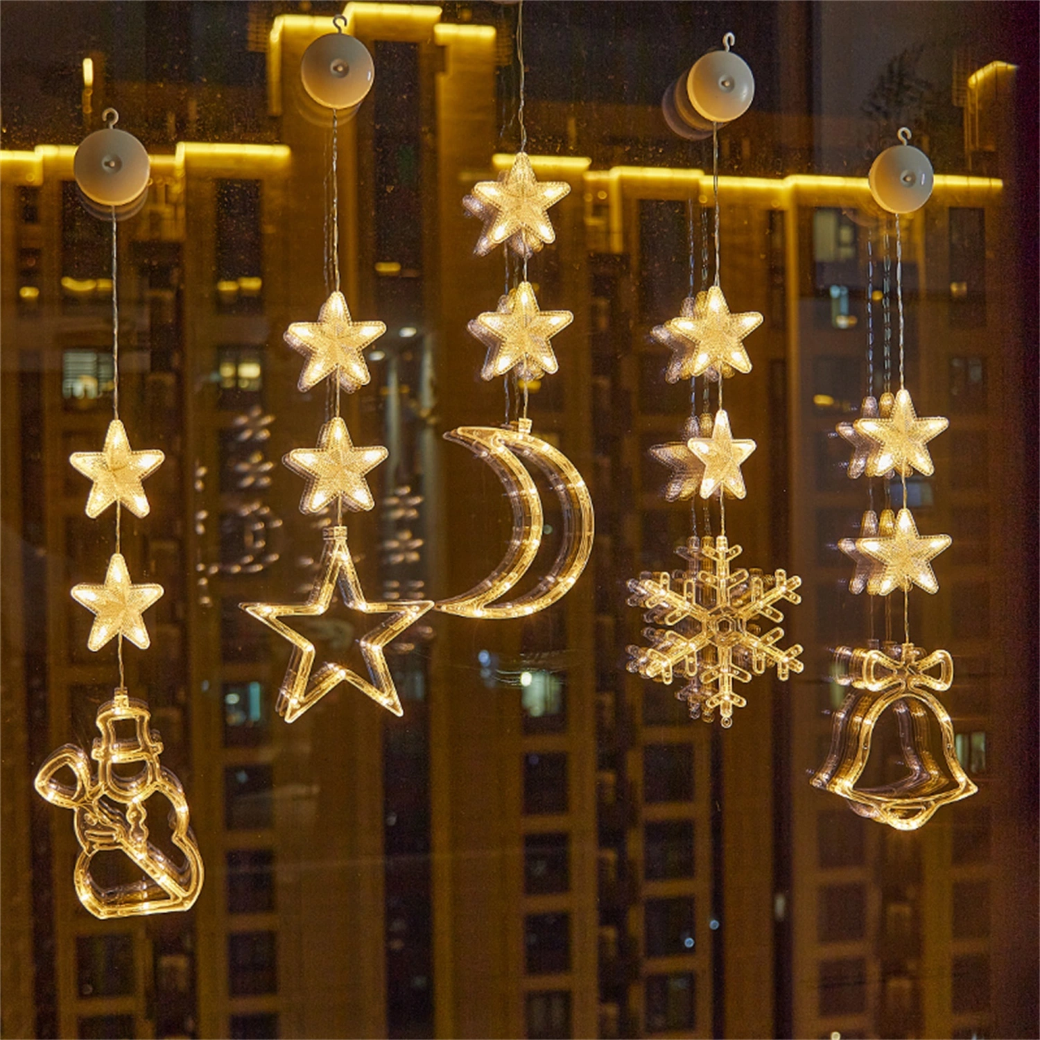 Christmas Window Lights Battery Operated Light Up 3D Hanging Lights