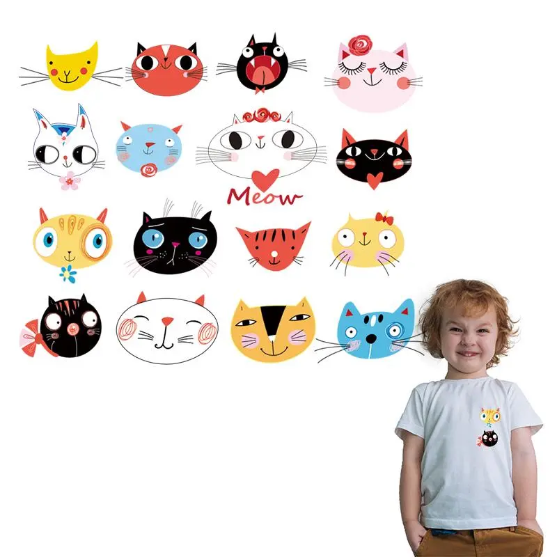 Sweet Cat Parch On Clothing Cartoon Sticker For Kids Kawaii Washable Patches Applique On Backpack