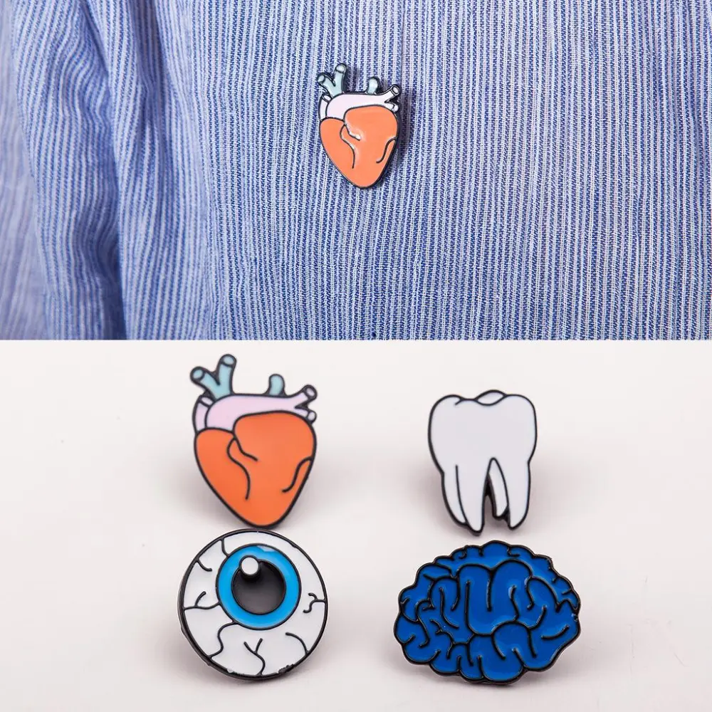 Unisex Jewelry Creative Human Organs Breastpin Brain Eye Teeth Heart Brooch Pin Clothing Accessories