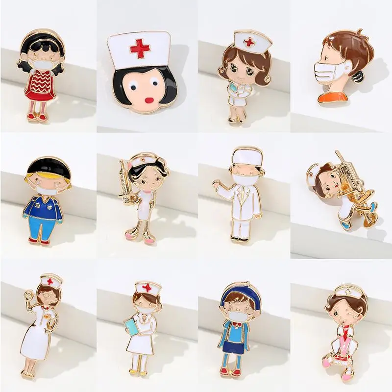 Nurse Cute Jewelry Medical Brooches Stethoscope Colorful Heartbeat Shape Enamel Hospital Doctor