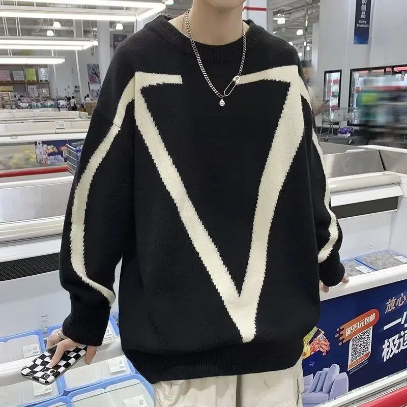 Men's Vintage Knitwear Y2K Stars Graphic Sweaters Winter Harajuku Oversized Pullover Sweater Unisex Aesthetics Clothes For Teens