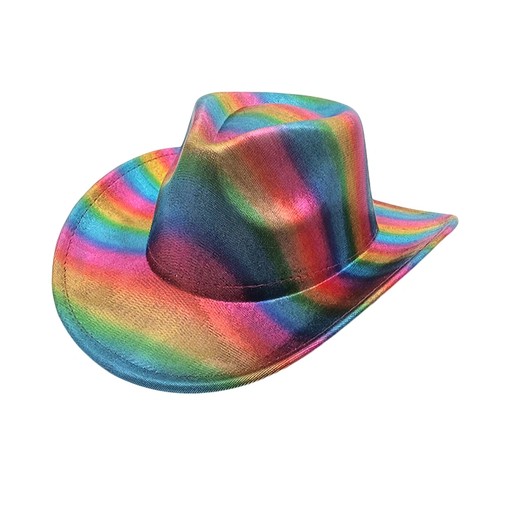 Women Men Cowboy Hat, Colorful Fluorescent Wide Brim Western Hat