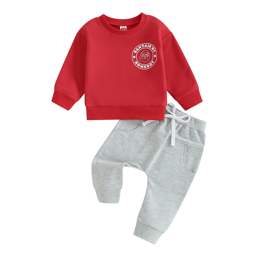 Baby 2Pcs Christmas Outfits Santa Letter Print Pullover and Pants