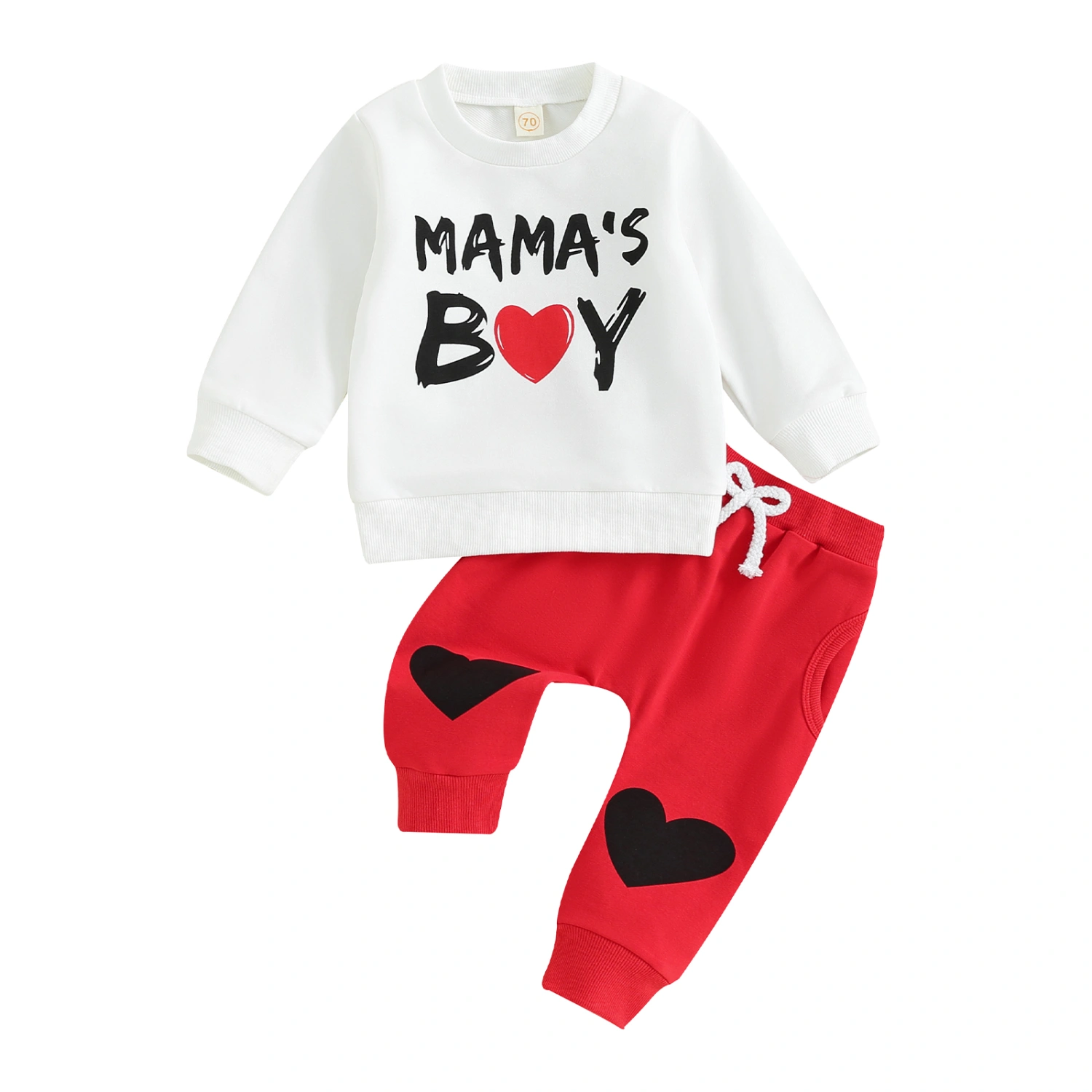 Baby Boy Valentine’s Day Outfits Sweatshirt + Heart Trousers