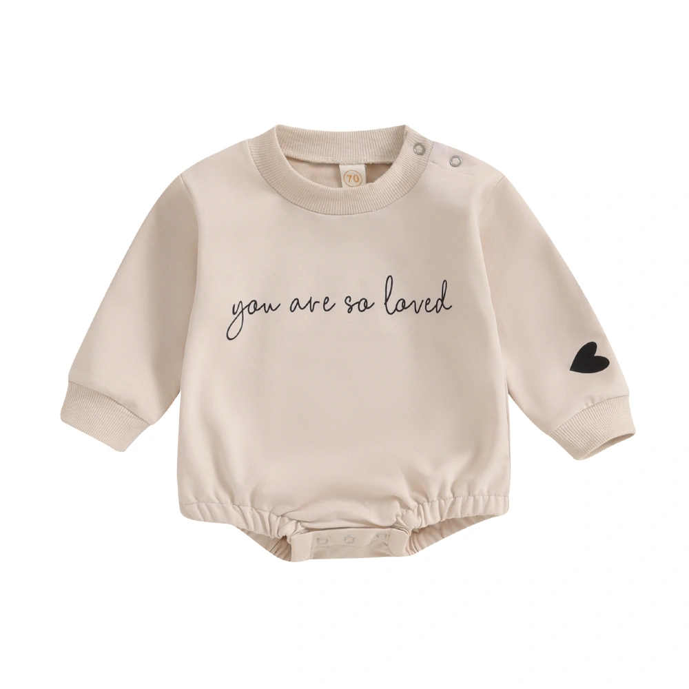 Baby Romper, Long Sleeve Crew Neck Letters Print Fall Bodysuit