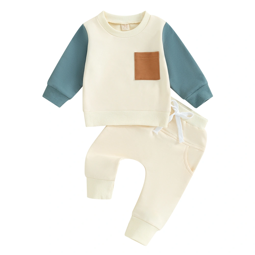 Baby Boy 2 Piece Outfits Contrast Color Sweatshirt and Elastic Pants