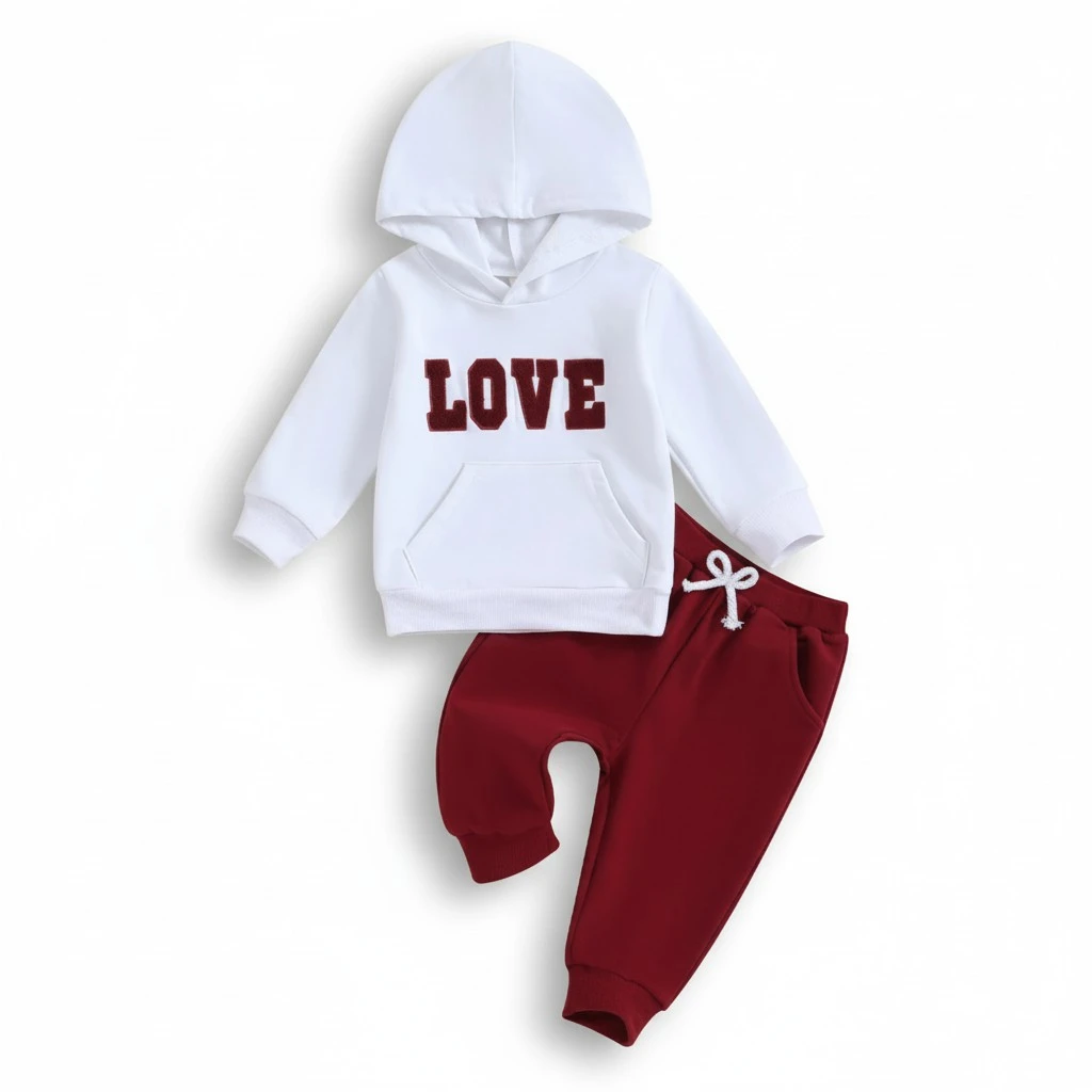 Baby 2Pcs Spring Outfits Letter Embroidery Hoodie and Trousers