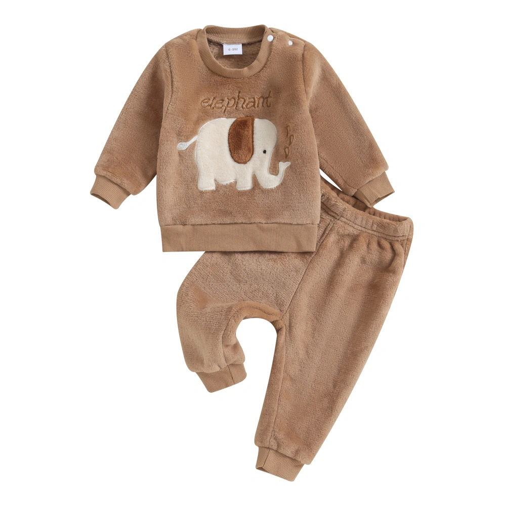 Baby 2Pcs Winter Outfits Plush Elephant Sweatshirt and Pants