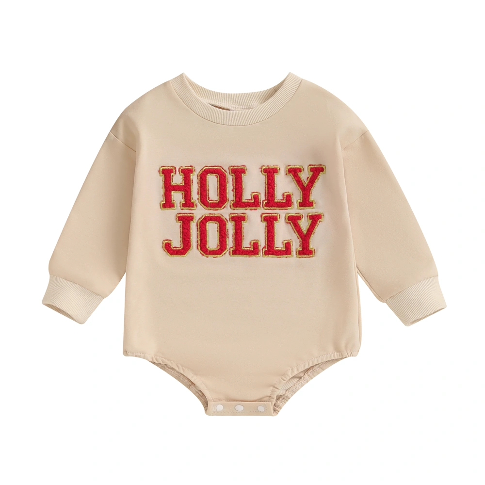 Toddler Baby Sweatshirt Rompers Christmas Letter Embroidery Jumpsuit