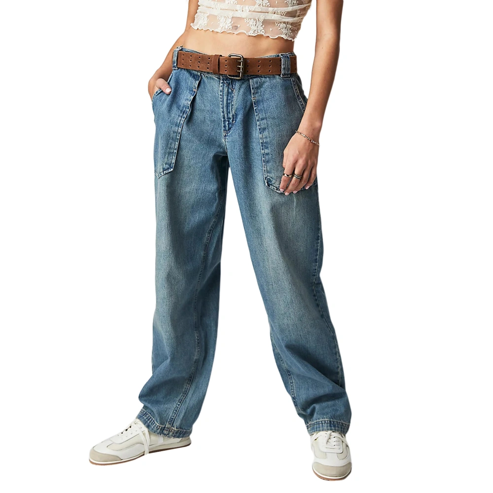 Women’s Slouchy Jeans Fashion High Waist Wide Leg Loose Denim Pants