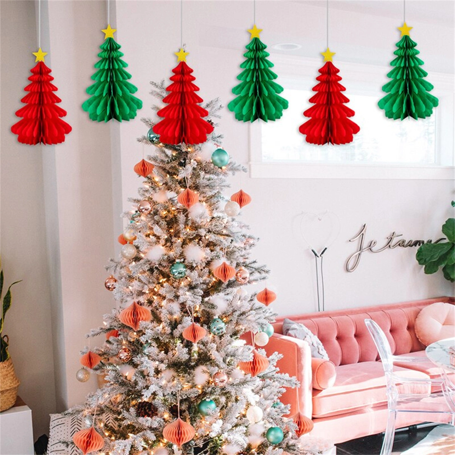 Christmas Paper Ornaments Cubic Structure Christmas Tree Decorations