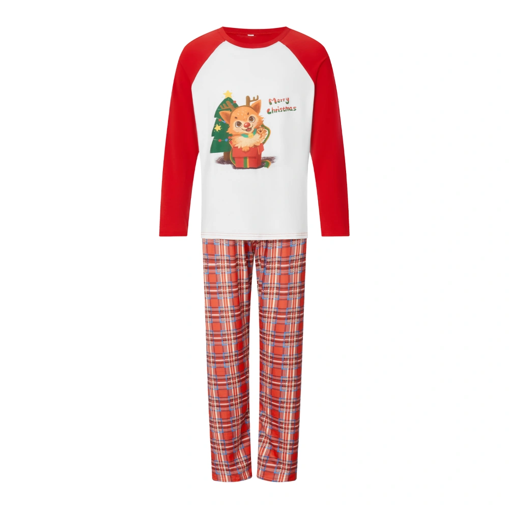 Christmas Pajamas for Family Fox Print Long Sleeve Tops + Trousers