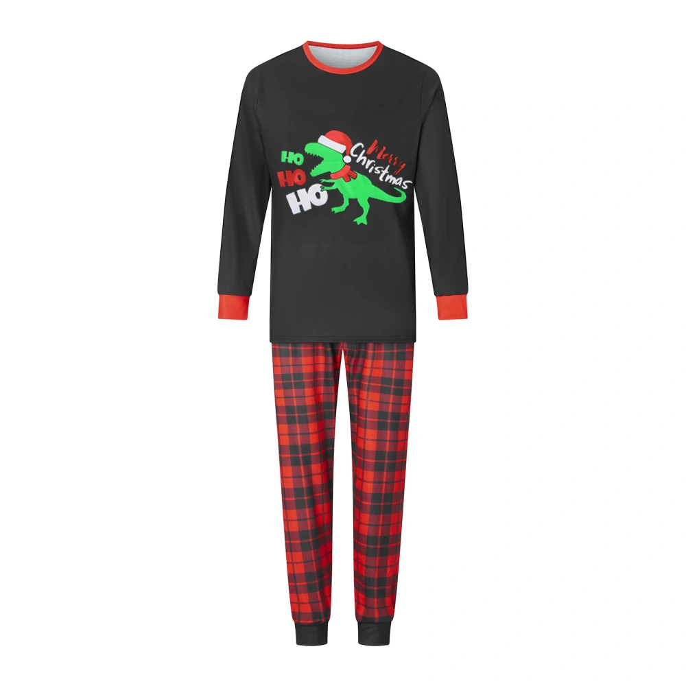 Christmas Family Pajama Matching Set Dinosaur T-shirt with Plaid Pants