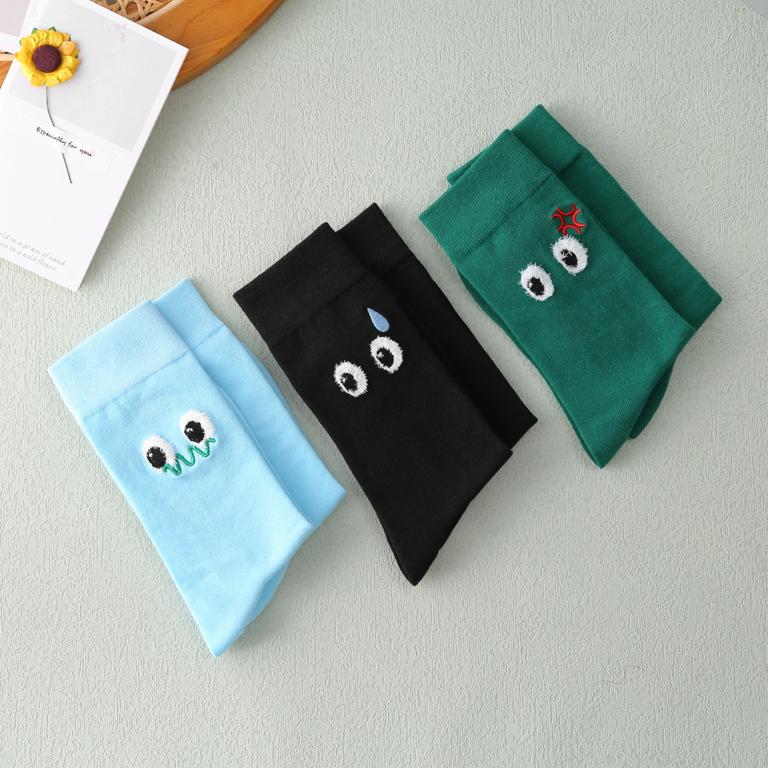 Women Crew Socks Funny Cute Cartoon Embroidery Soft Socks Calf Socks