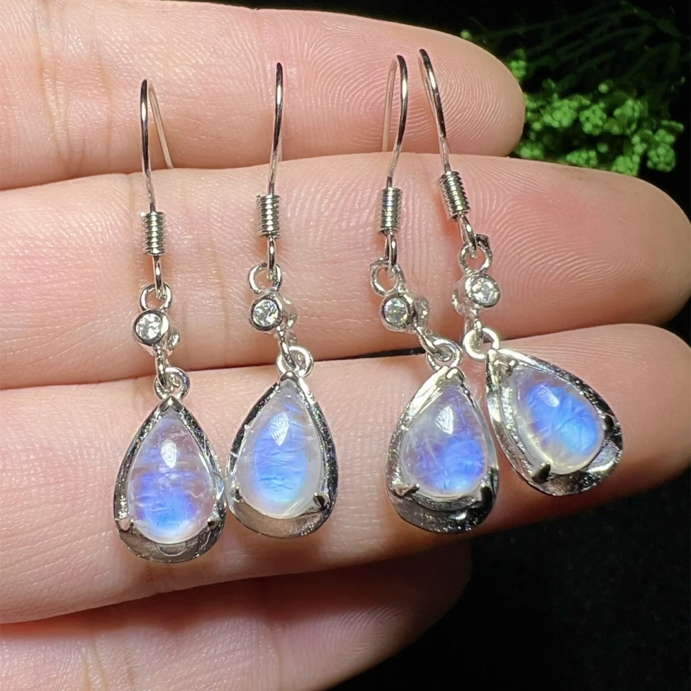 Women's Fashionable All-matching Natural Blue Moonstone Earrings