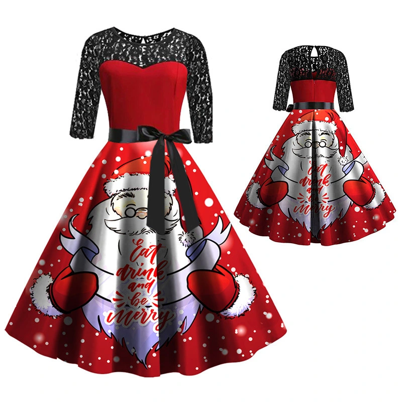 Women's Christmas Digital Dress For The Elderly
