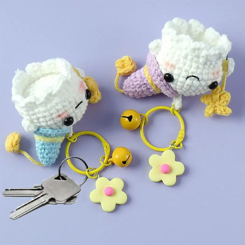 1PC Knitted Keychain Woolen Crochet Small Gift Handwoven Ghost Doll Bag Pendant Keys Accessories