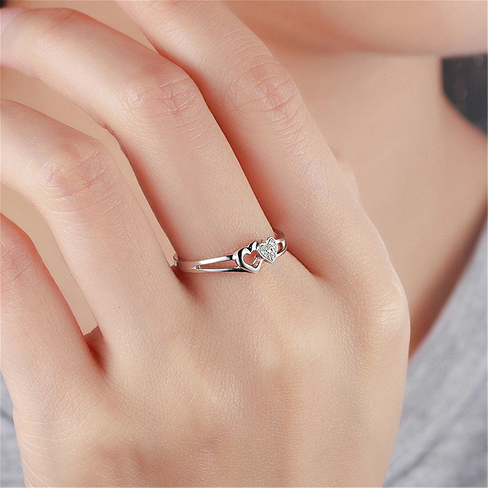 Creative Design Rhinestone Zircon Heart-shaped Ring