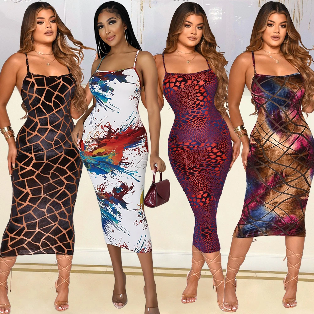 Spaghetti-strap Floral Print One-step Dress