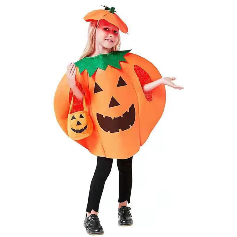 Halloween Pumpkin Costume for Adults Kids Cute Sleeveless Tops Handbag