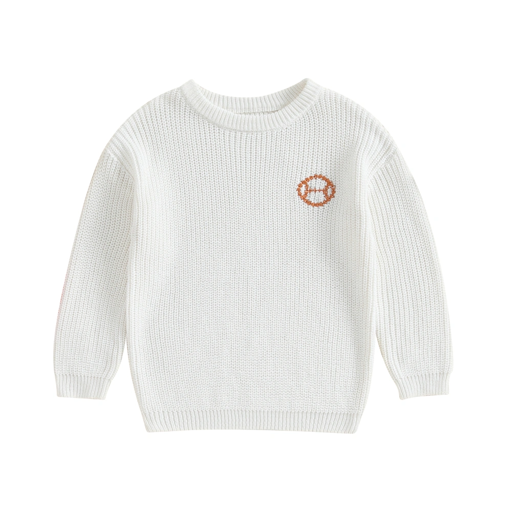 Toddler Boys Autumn Long Sleeve Rugby Embroidery Pullover Knitwear